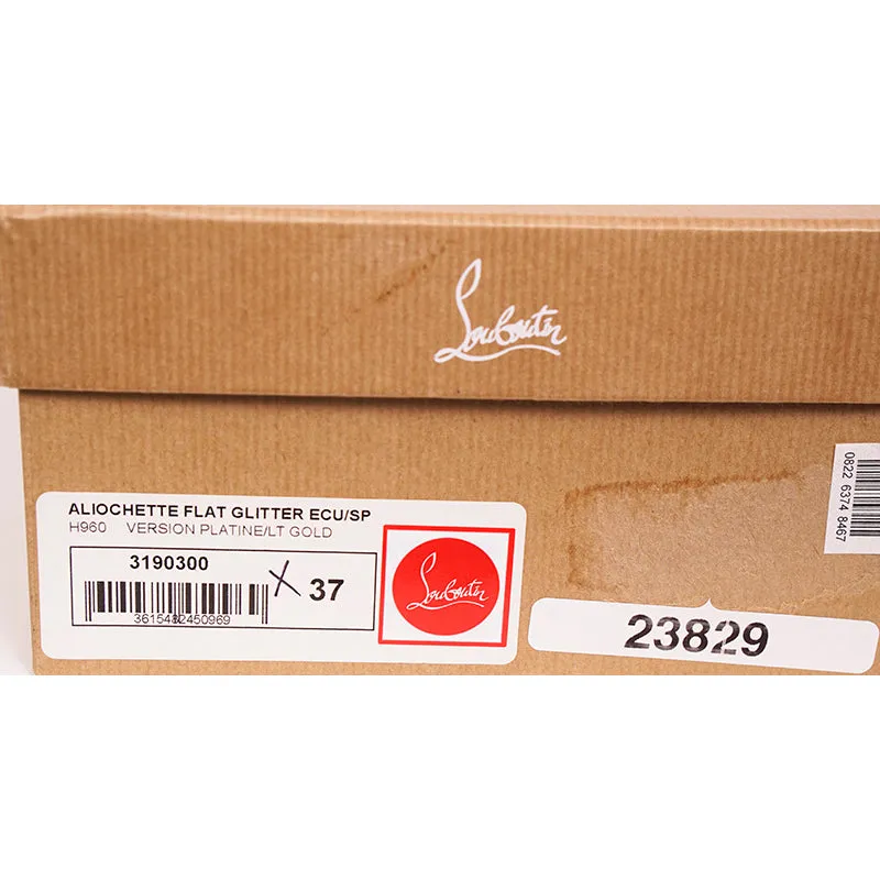 37 NEW $695 CHRISTIAN LOUBOUTIN ALIOCHETTE Gold GLITTER SPIKE ESPADRILLES FLATS