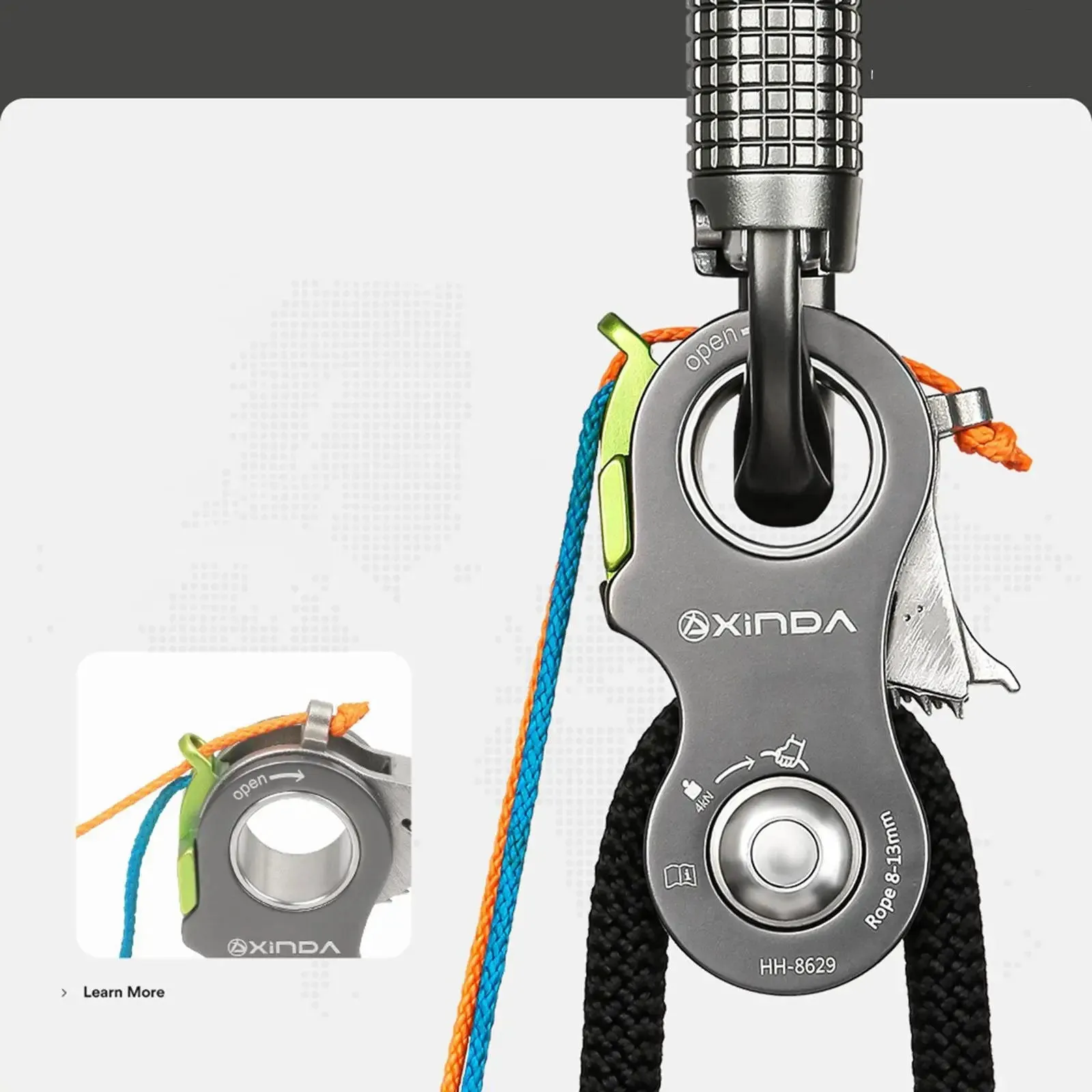 Climbing Pulley Rock Rope Pulley Heavy Duty Equipment Easy to Install Lifting Pulling Device Pulley for Outdoor Hiking