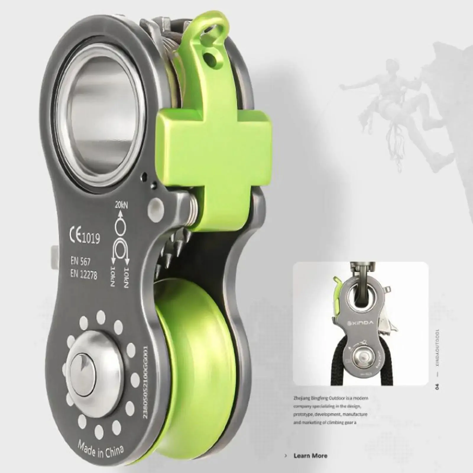 Climbing Pulley Rock Rope Pulley Heavy Duty Equipment Easy to Install Lifting Pulling Device Pulley for Outdoor Hiking