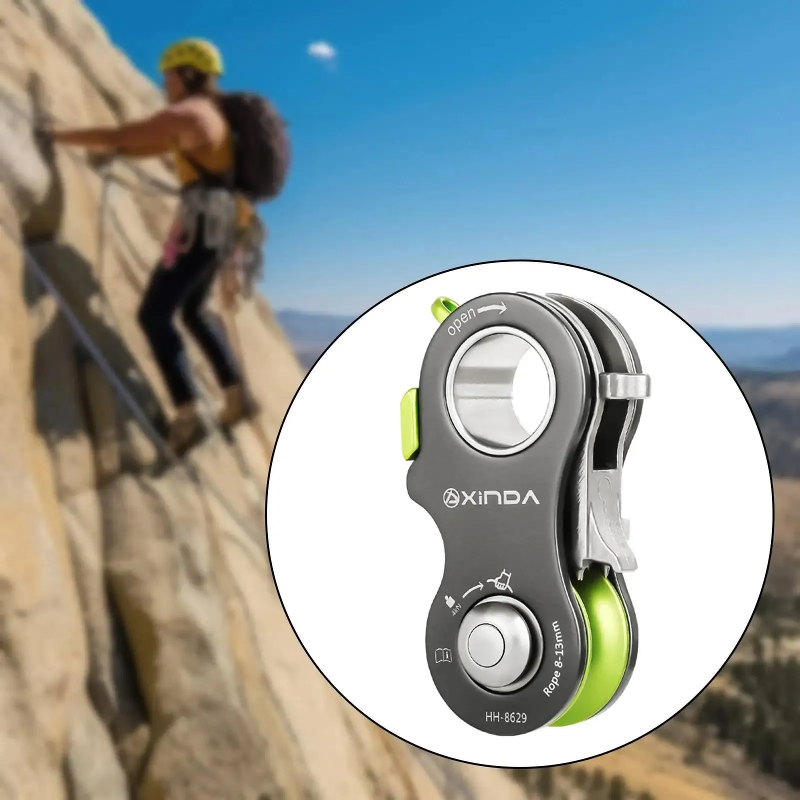 Climbing Pulley Rock Rope Pulley Heavy Duty Equipment Easy to Install Lifting Pulling Device Pulley for Outdoor Hiking