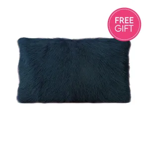 Goat Fur Lumbar Cushion - Royal Navy