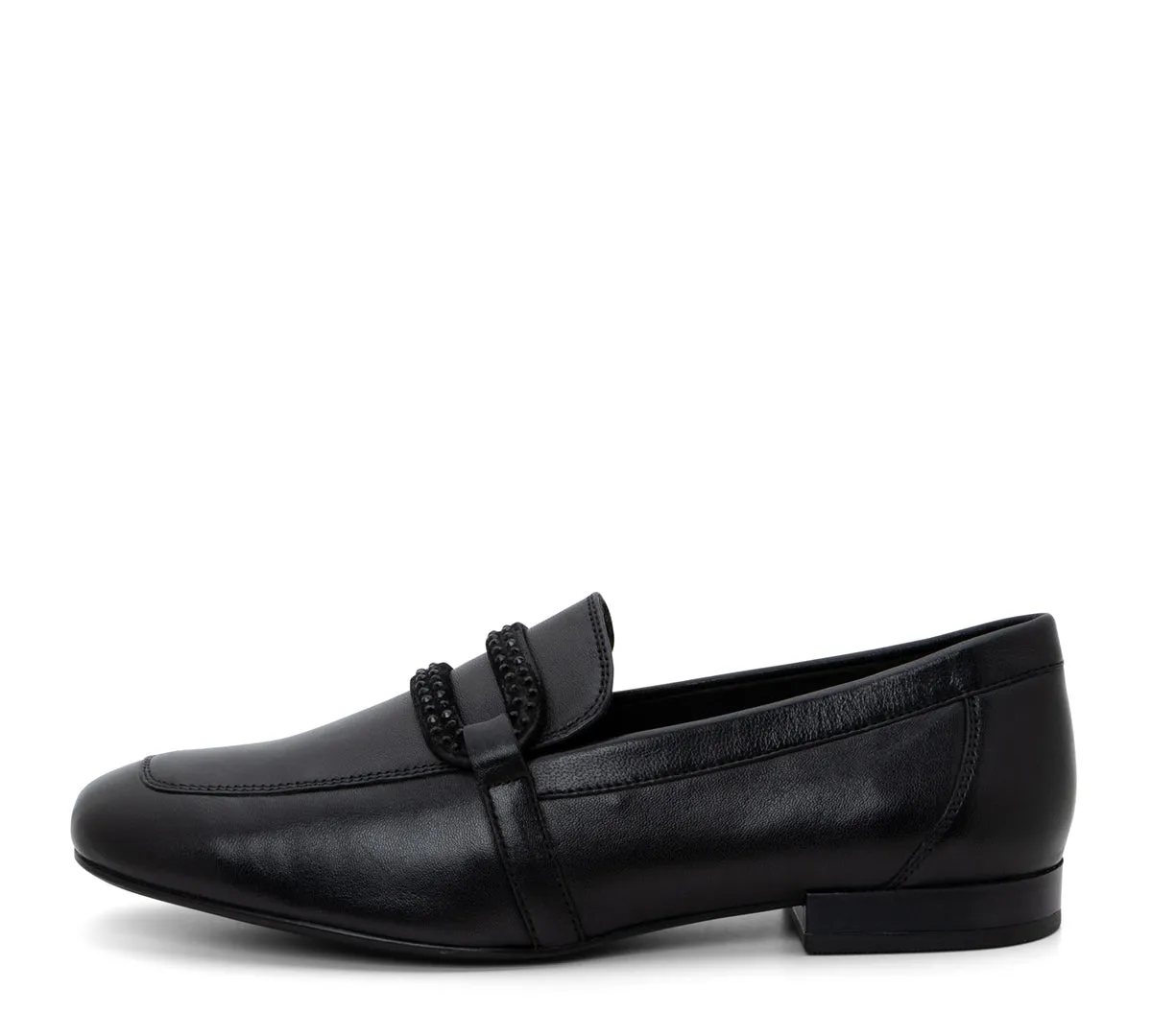 Lynda Rhinestone Buckle Loafer - Black 01