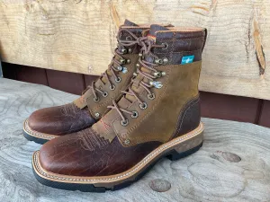 Twisted X Men's 8" CellStretch Lacer Distressed Saddle & Cognac Work Boot MXLW001