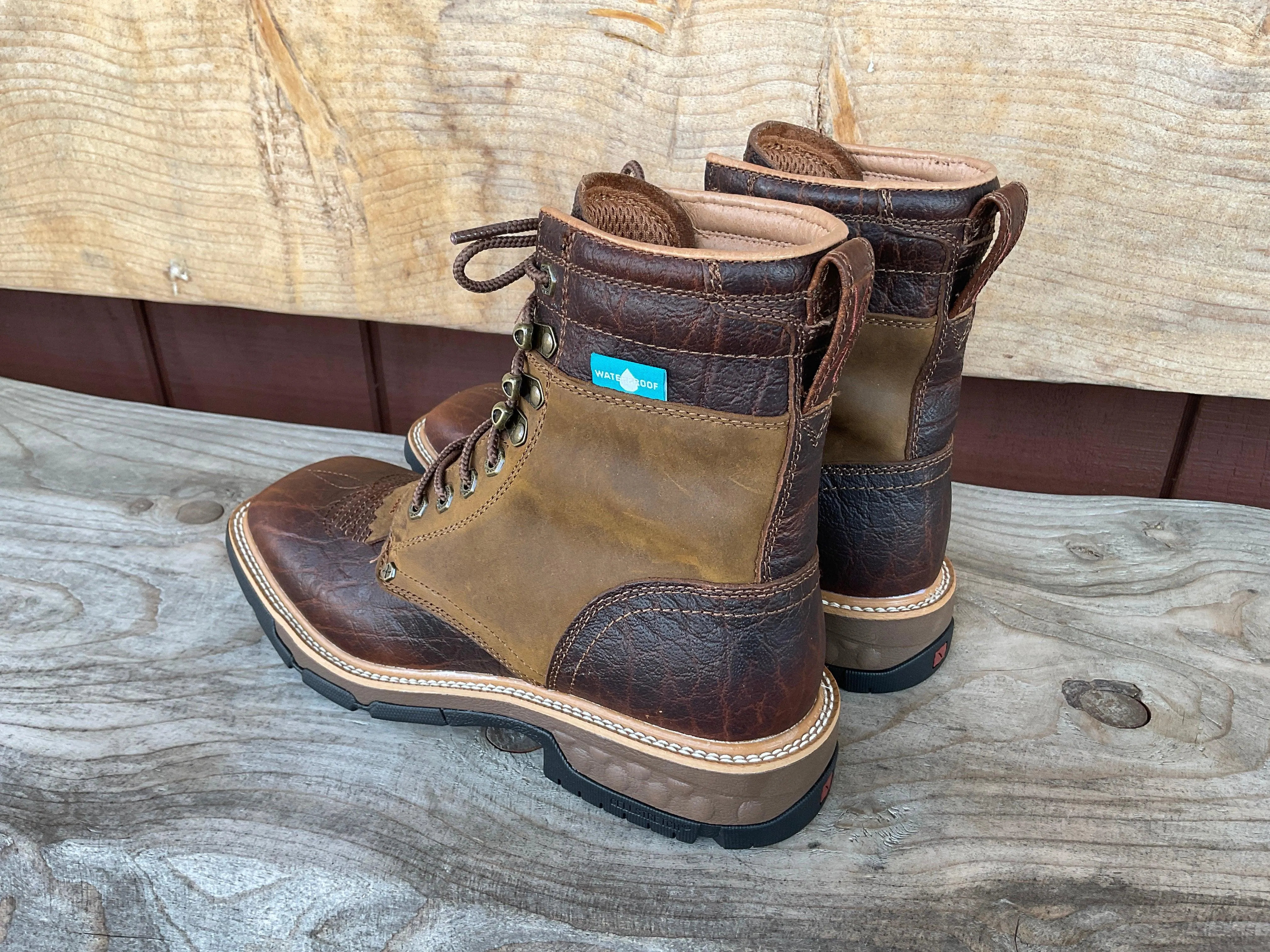 Twisted X Men's 8" CellStretch Lacer Distressed Saddle & Cognac Work Boot MXLW001