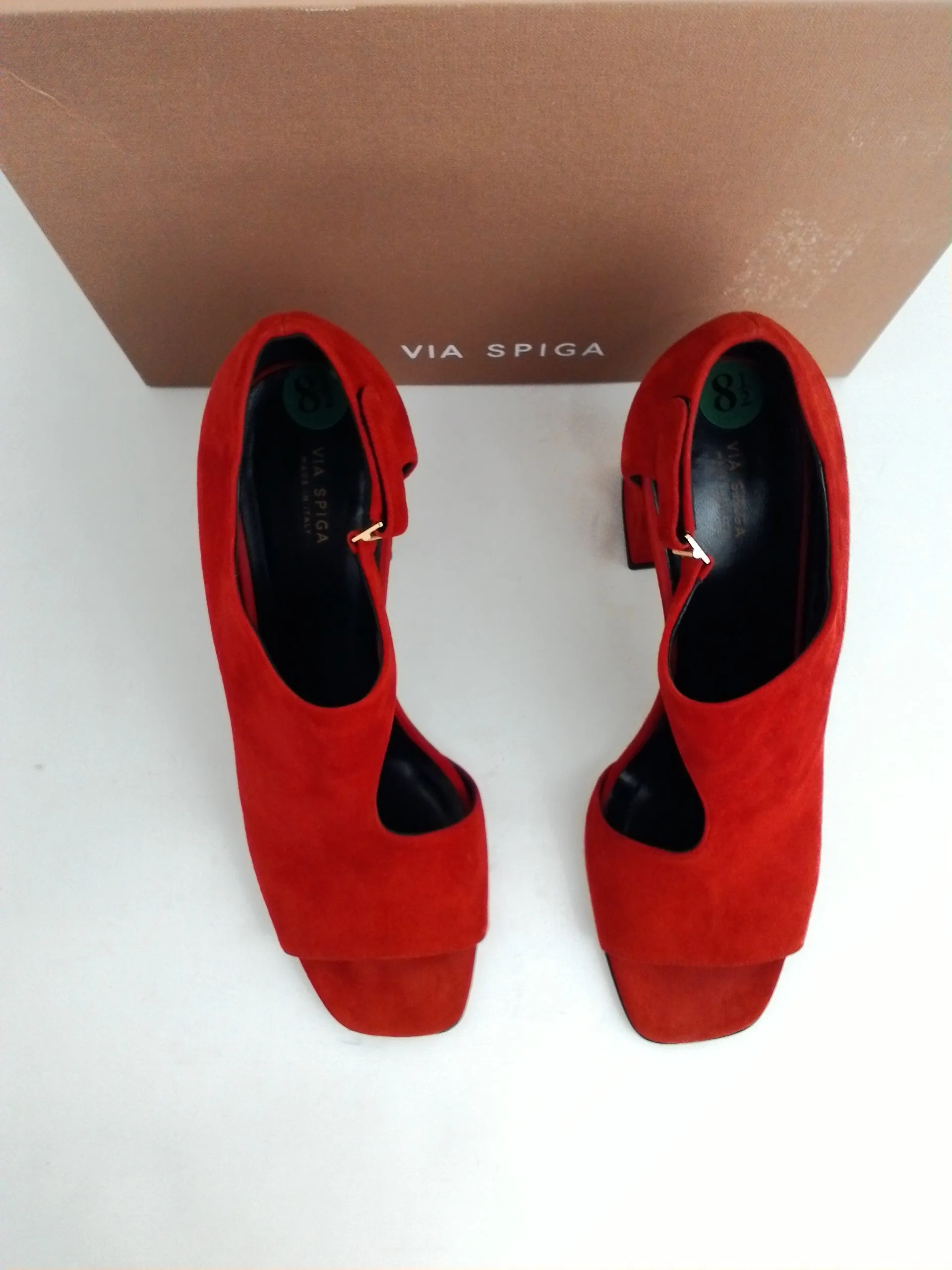 Via Spiga Women's V-Eladine Rouge Suede Heel Size 38.5 M