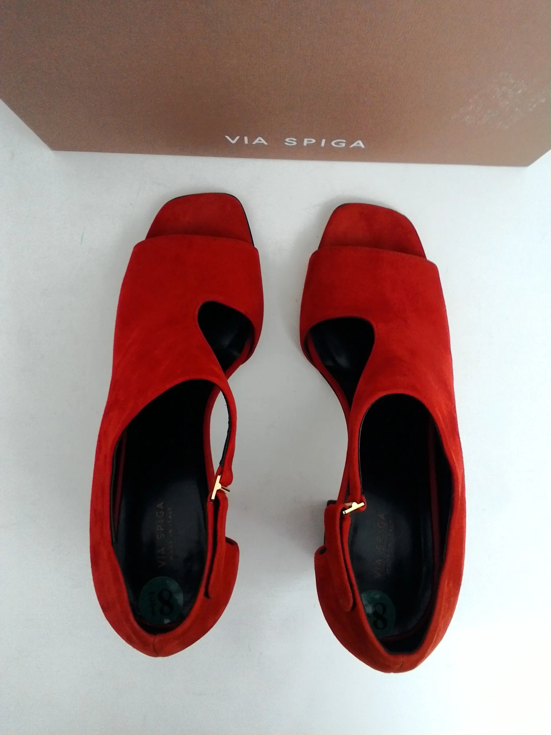 Via Spiga Women's V-Eladine Rouge Suede Heel Size 38.5 M