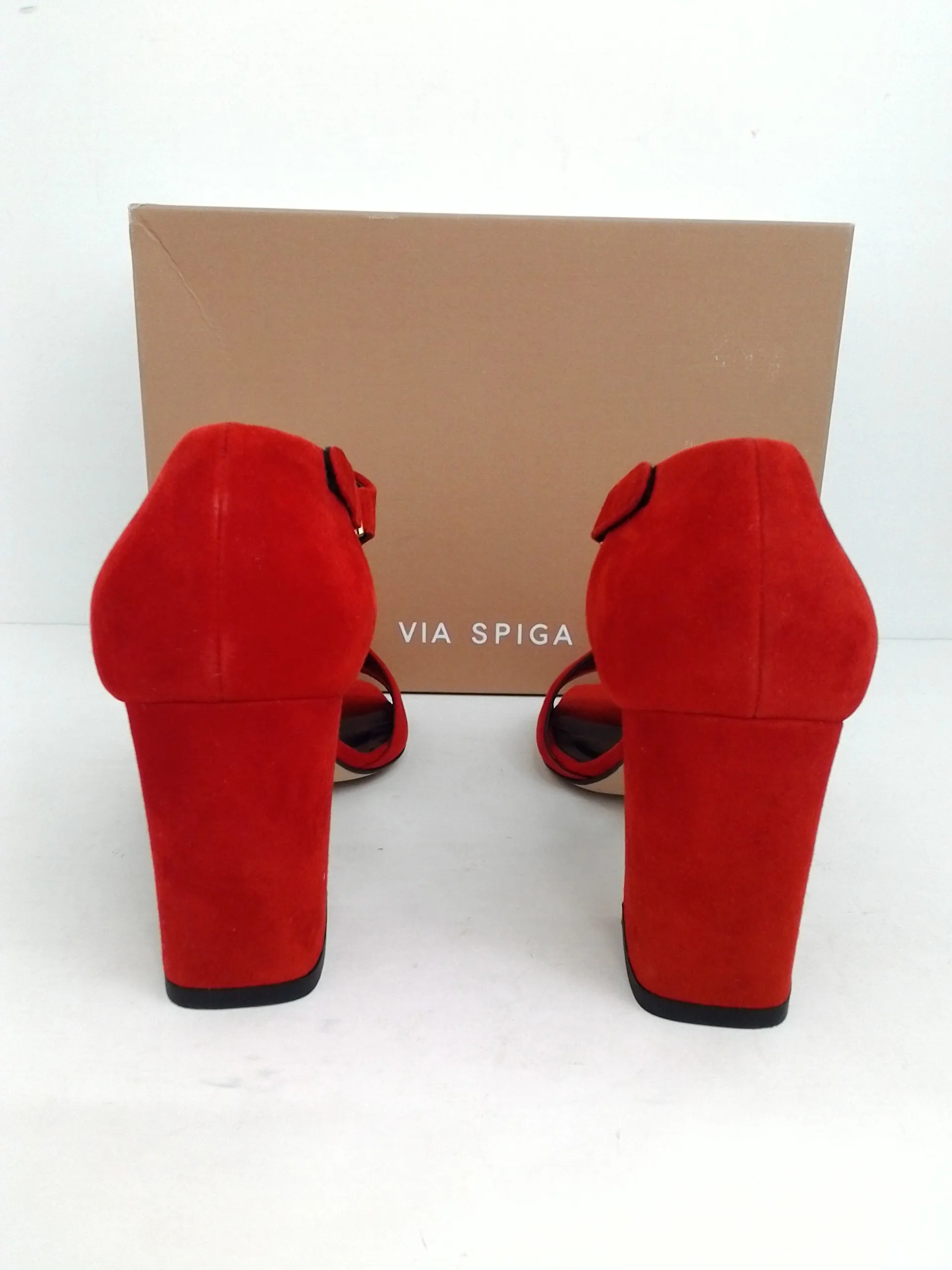 Via Spiga Women's V-Eladine Rouge Suede Heel Size 38.5 M