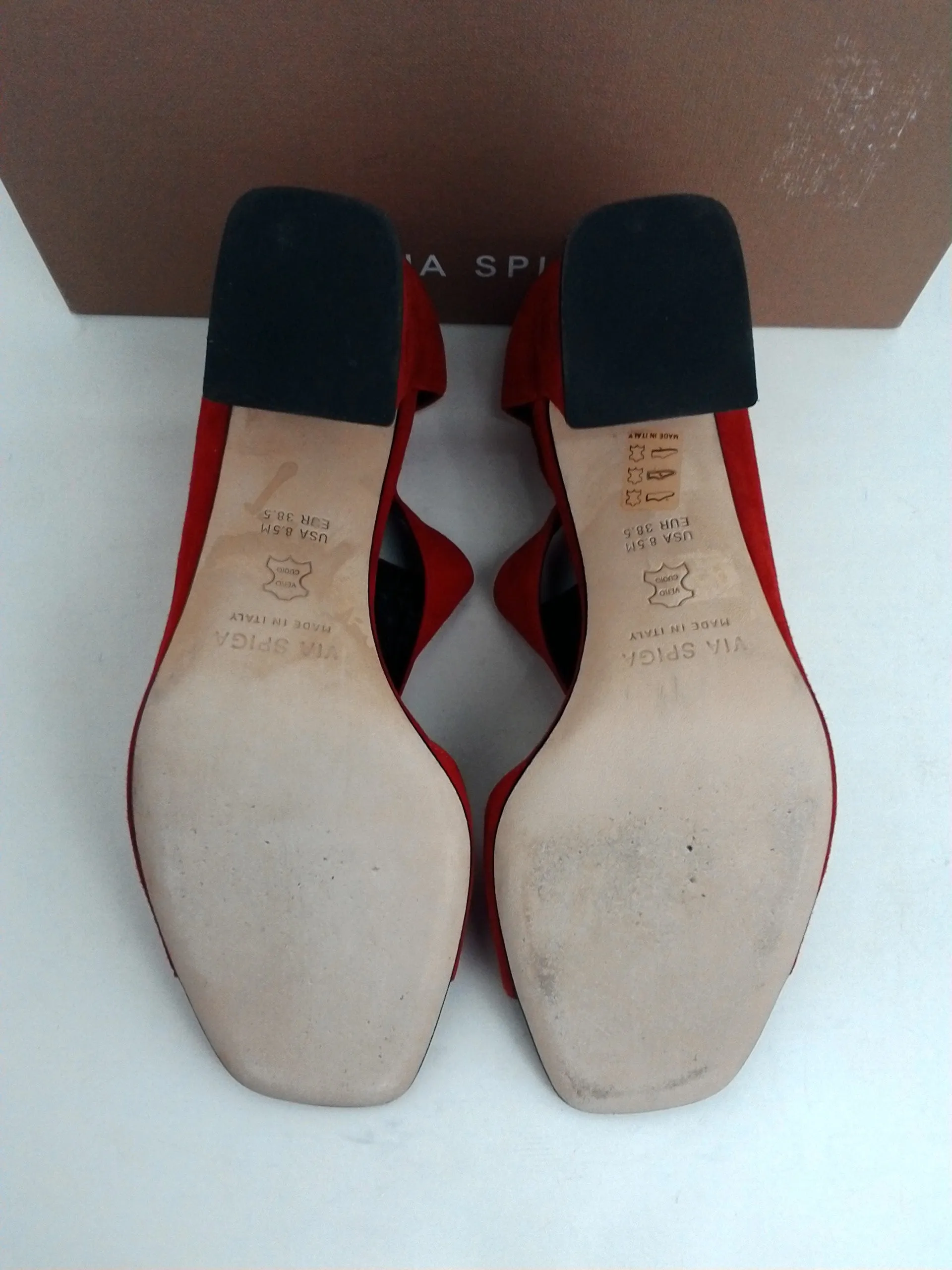 Via Spiga Women's V-Eladine Rouge Suede Heel Size 38.5 M