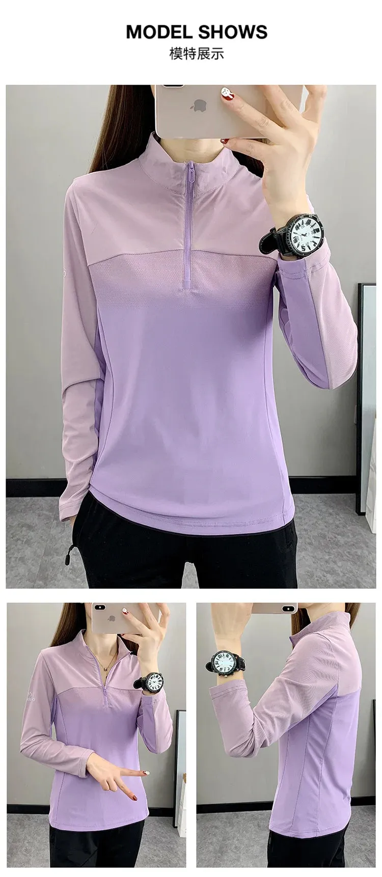 Women Play High Speed  T-shirt Collar are Fast Drying Sport Long-sleeved Ice Run Clothing Breathable Mountaineering Wear Abso