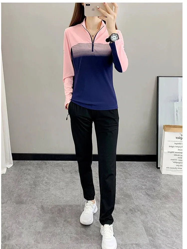 Women Play High Speed  T-shirt Collar are Fast Drying Sport Long-sleeved Ice Run Clothing Breathable Mountaineering Wear Abso