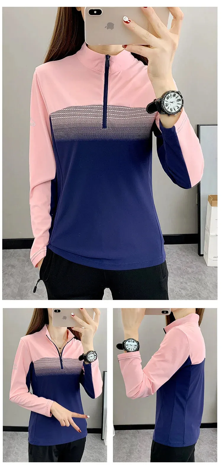 Women Play High Speed  T-shirt Collar are Fast Drying Sport Long-sleeved Ice Run Clothing Breathable Mountaineering Wear Abso