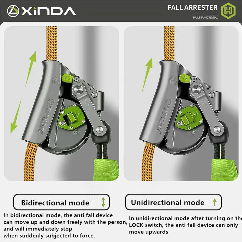 Xinda Fall Arrester Device Rock Climbing High-Altitude Operation Speed Descent Anti Fall Protector Rope Buffer Bag