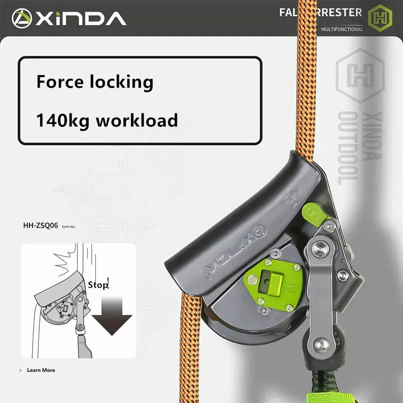 Xinda Fall Arrester Device Rock Climbing High-Altitude Operation Speed Descent Anti Fall Protector Rope Buffer Bag