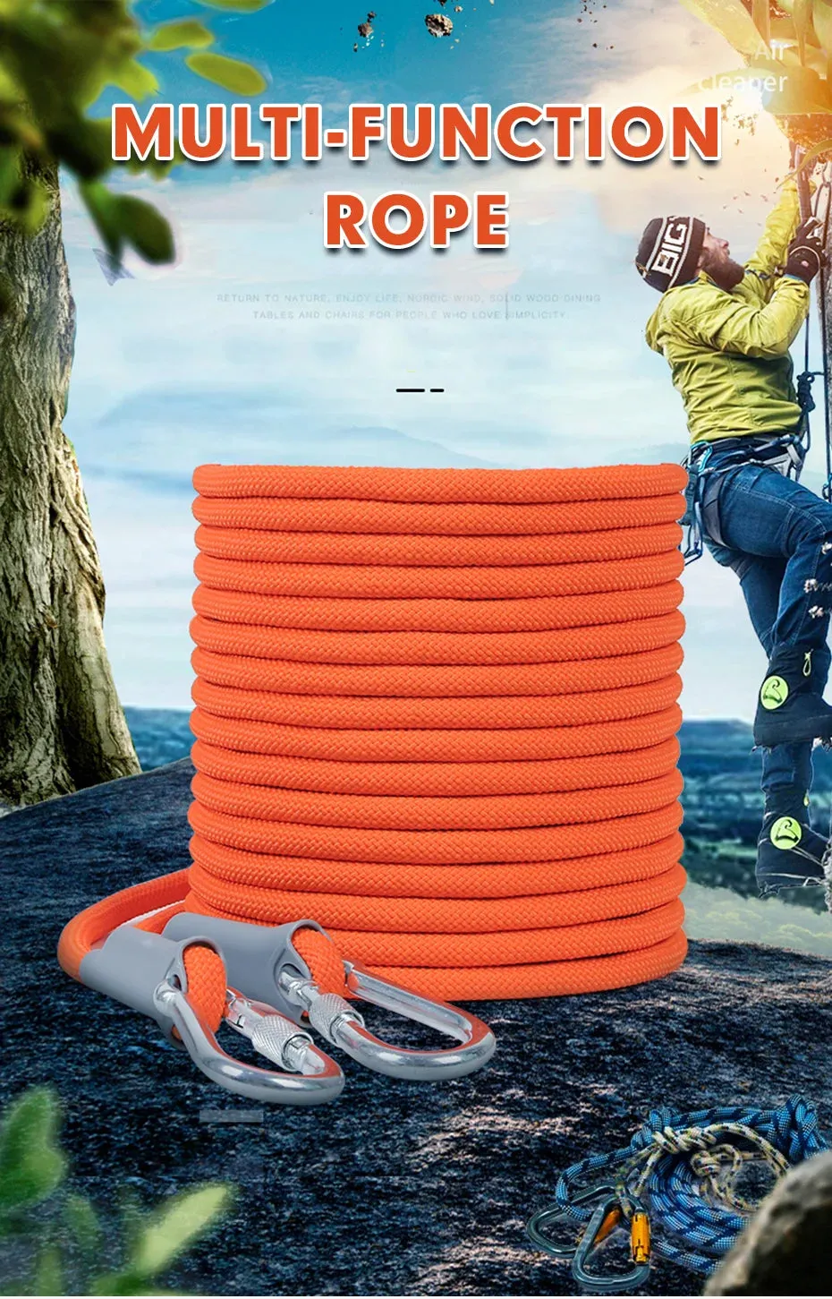 XINDA Outdoor Rope Trekking Hiking Accessories Floating Rope Climbing 10mm Diameter High Strength Cord Safety Rope
